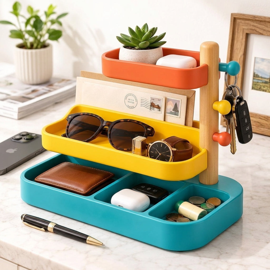 Colorful Multi-Level Entryway Valet Organizer