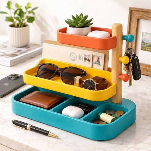 Colorful Multi-Level Entryway Valet Organizer