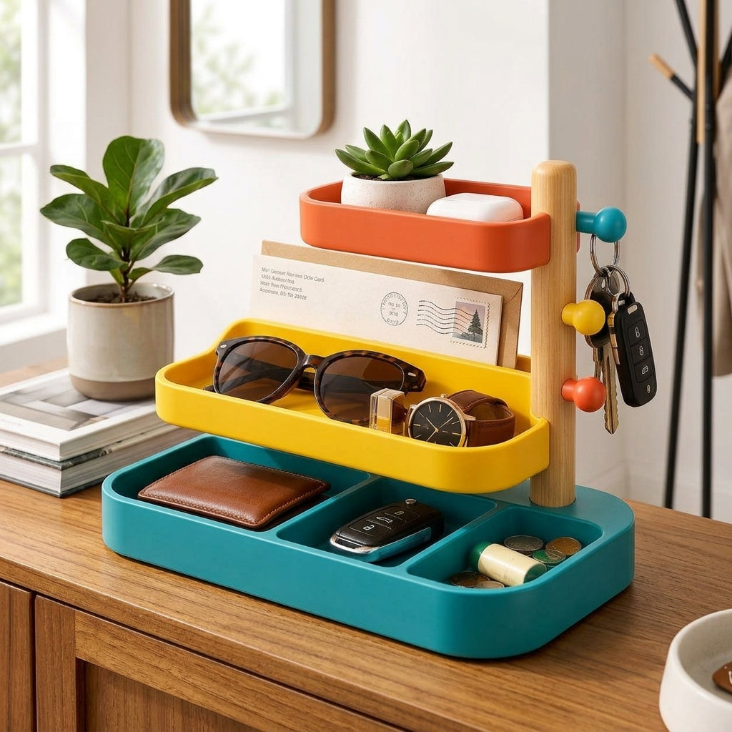 Colorful Multi-Level Entryway Valet Organizer