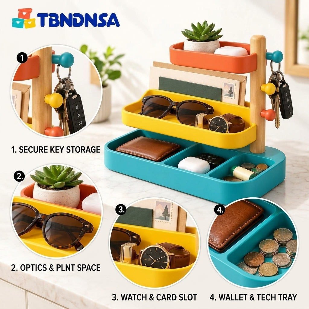 Colorful Multi-Level Entryway Valet Organizer