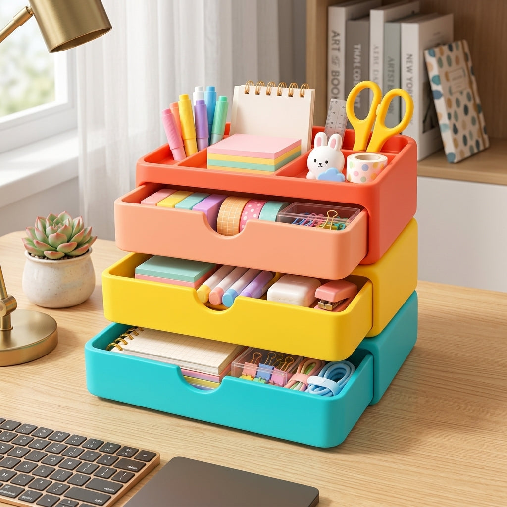 Stackable 3-Drawer Desk Organizer