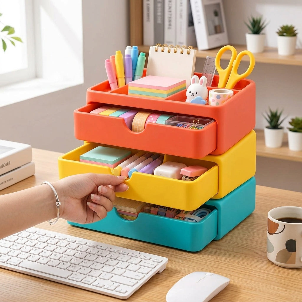 Stackable 3-Drawer Desk Organizer
