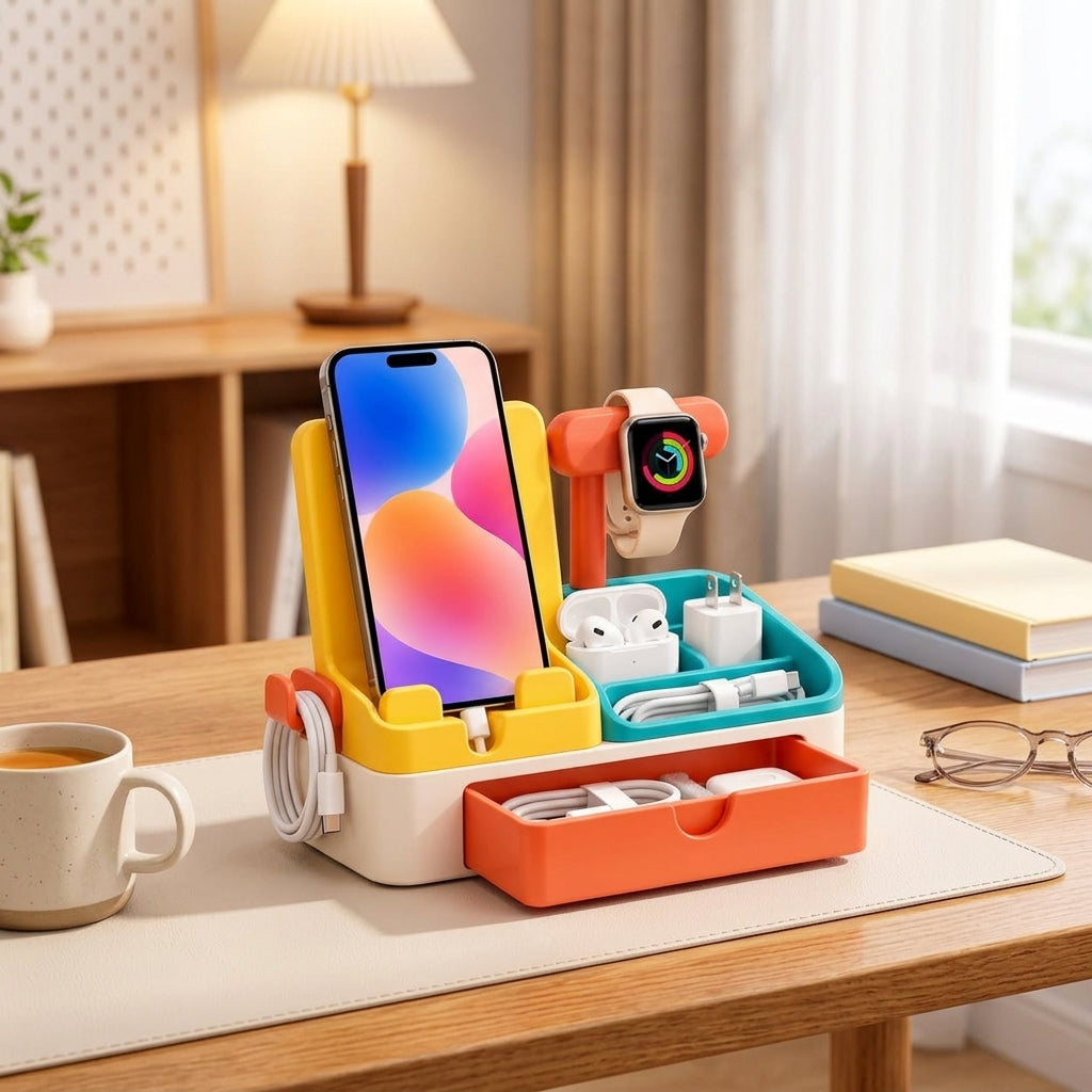 Multi-Function Tech & Charging Organizer Station