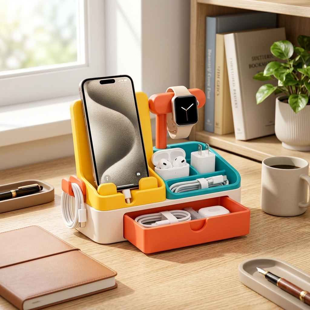 Multi-Function Tech & Charging Organizer Station