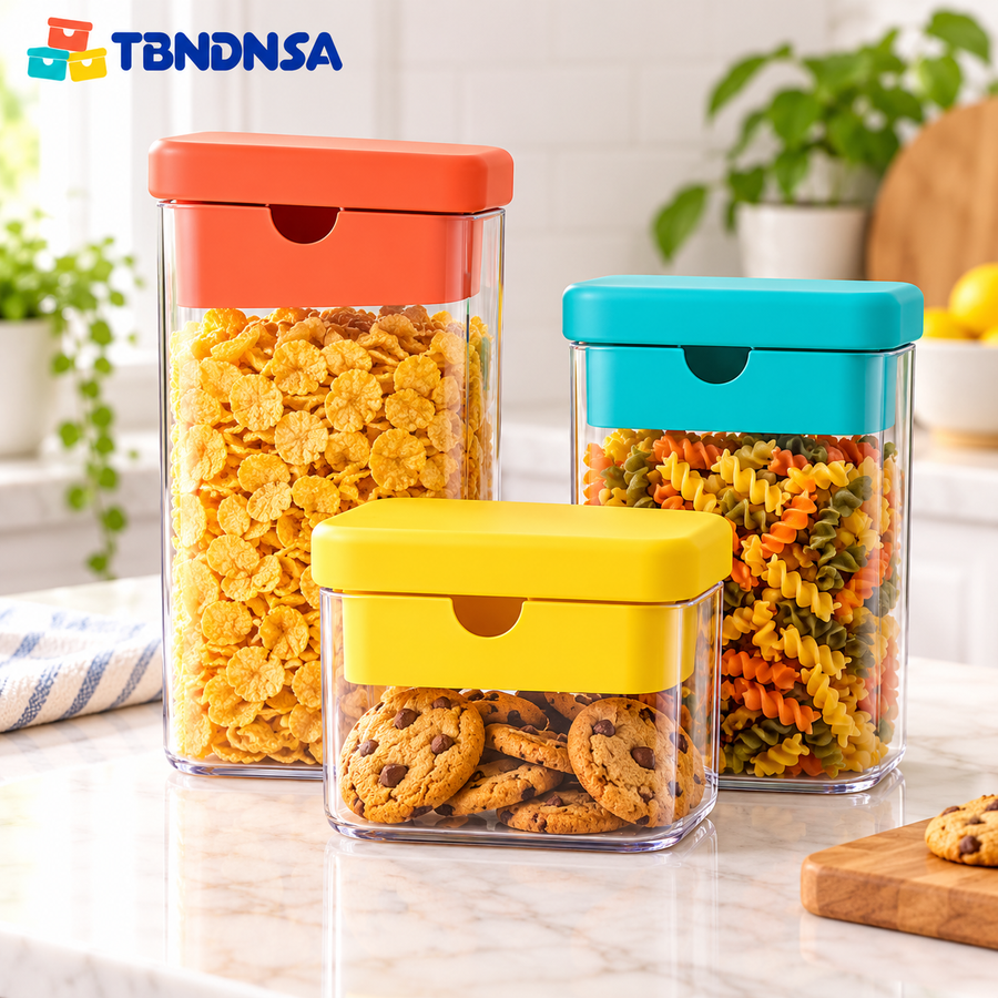 Color-Lid Clear Pantry Canister Set