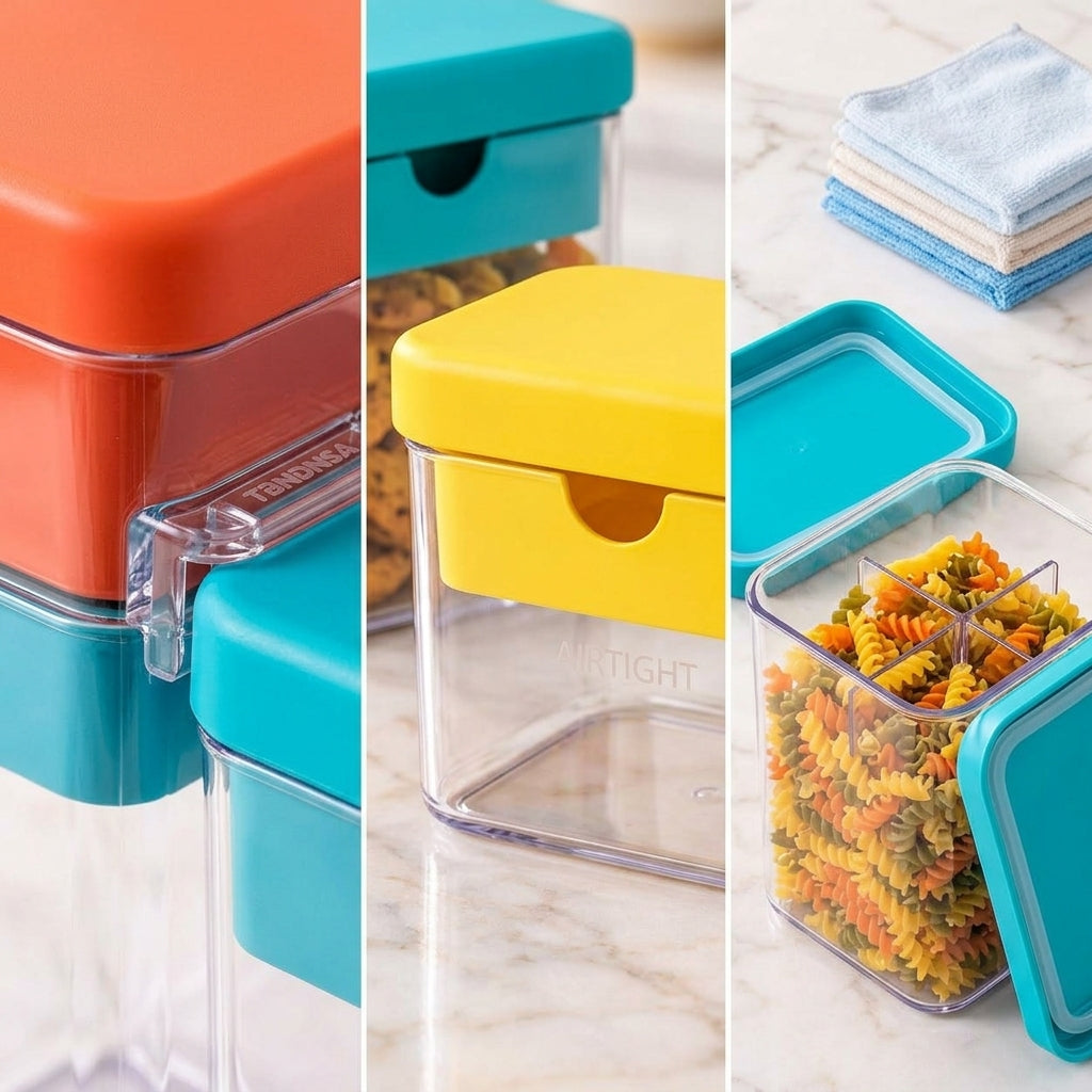 Color-Lid Clear Pantry Canister Set