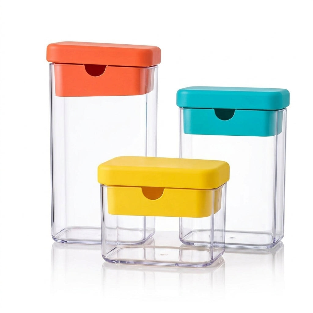 Color-Lid Clear Pantry Canister Set