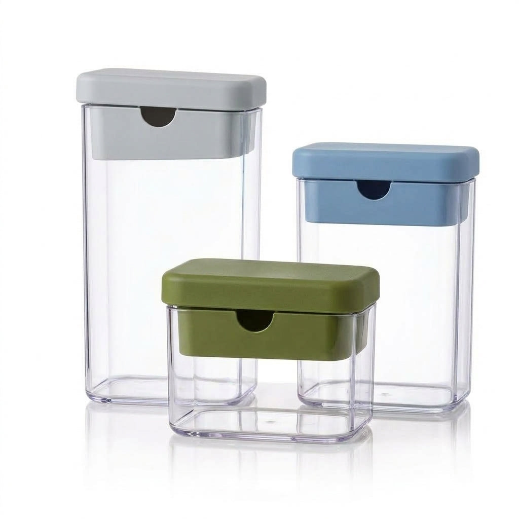 Color-Lid Clear Pantry Canister Set