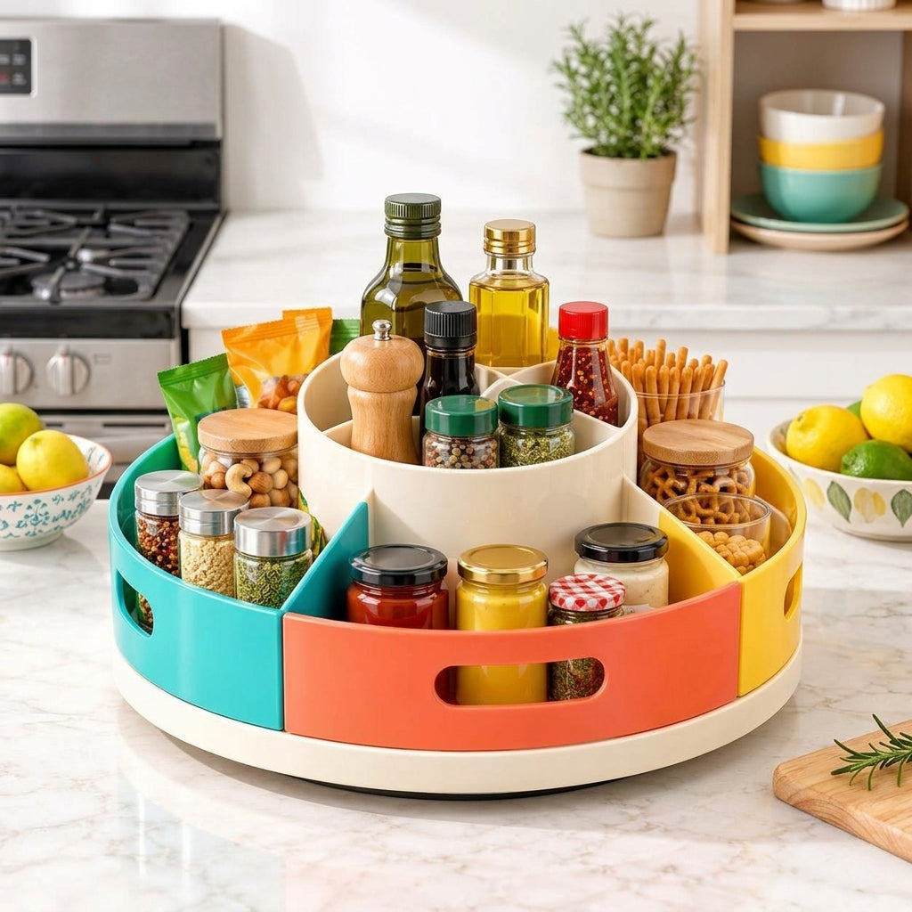 Divided Rotating Pantry Organizer Tray