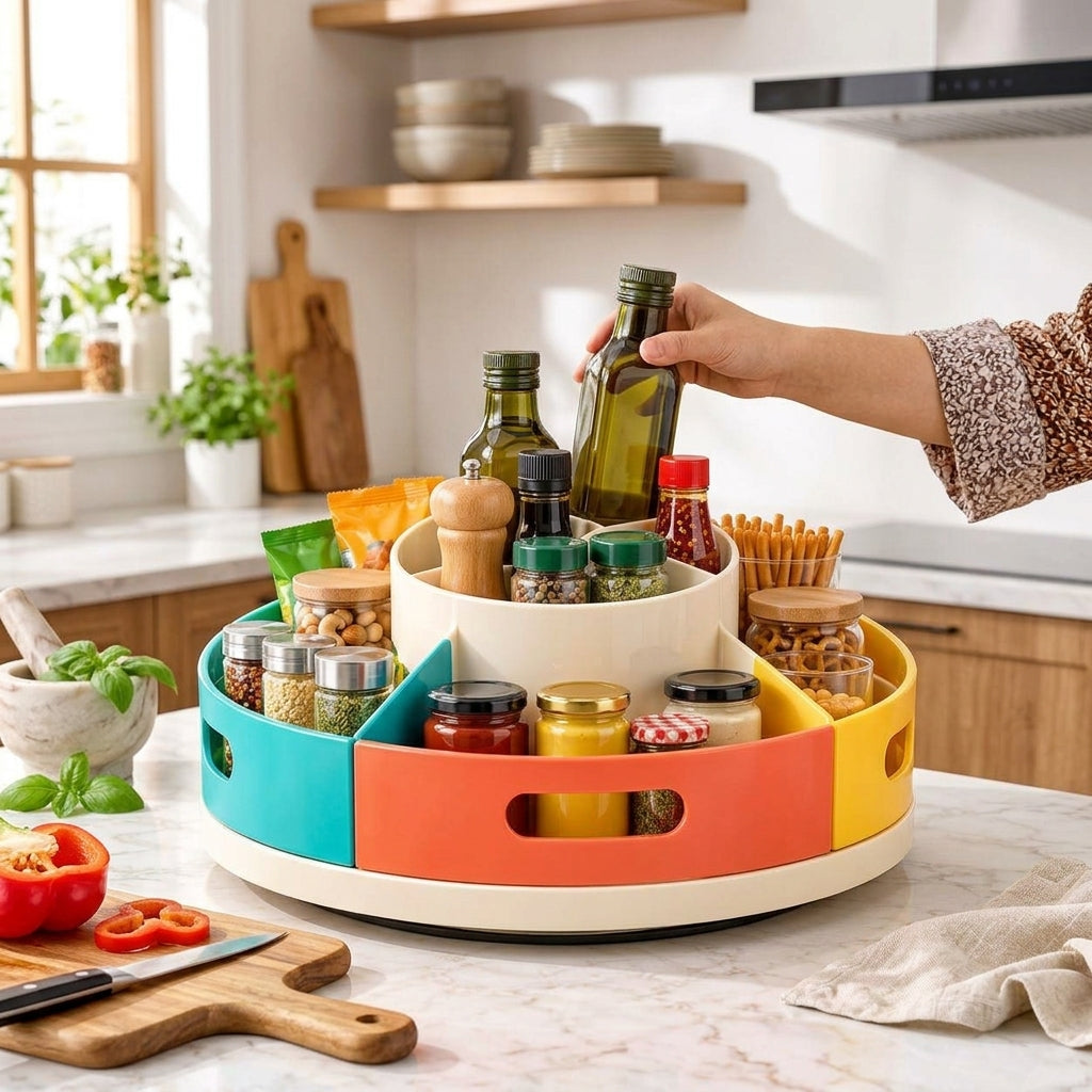 Divided Rotating Pantry Organizer Tray