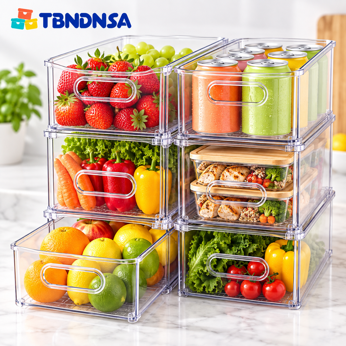 Stackable Clear Refrigerator Storage Bins