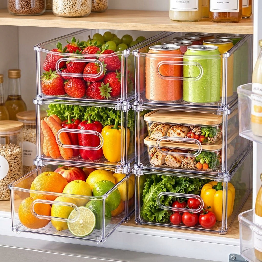 Stackable Clear Refrigerator Storage Bins
