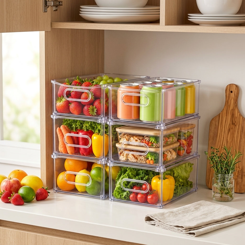 Stackable Clear Refrigerator Storage Bins