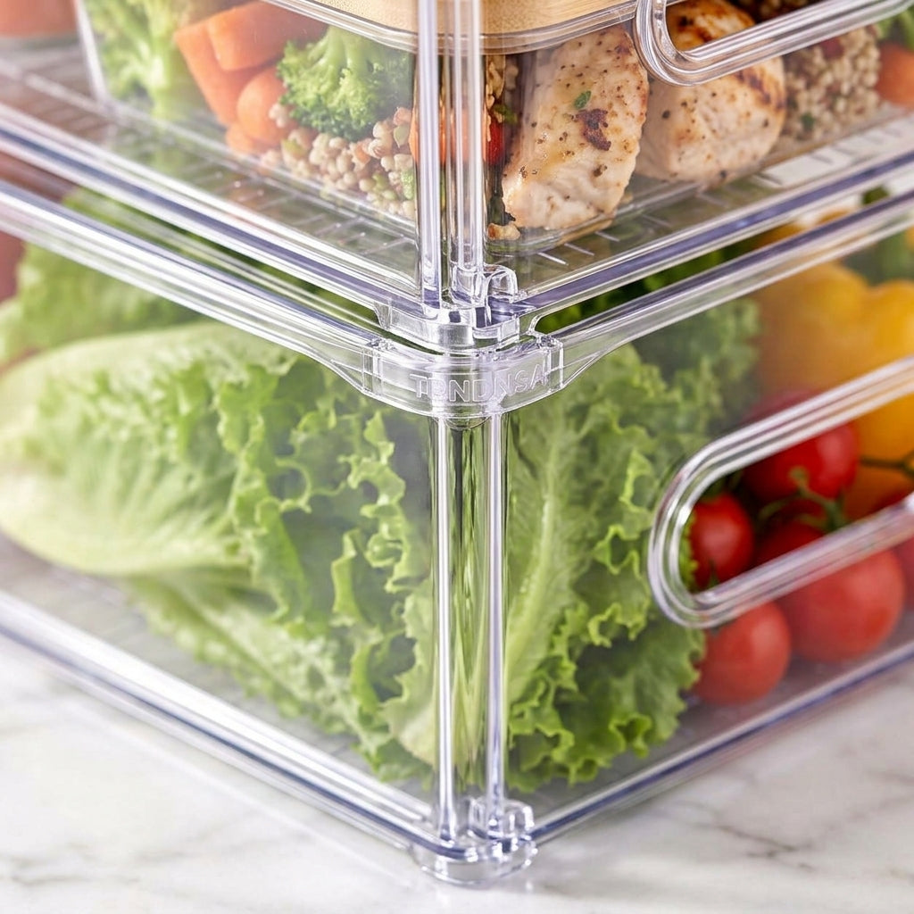 Stackable Clear Refrigerator Storage Bins