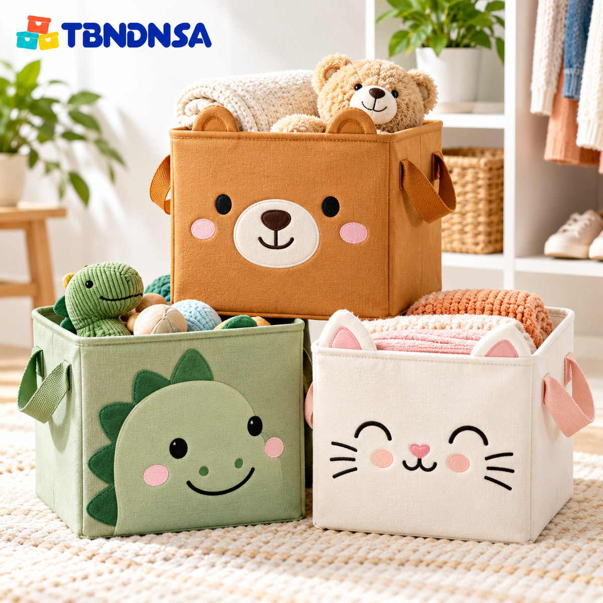 Cute Animal Foldable Storage Bin Set