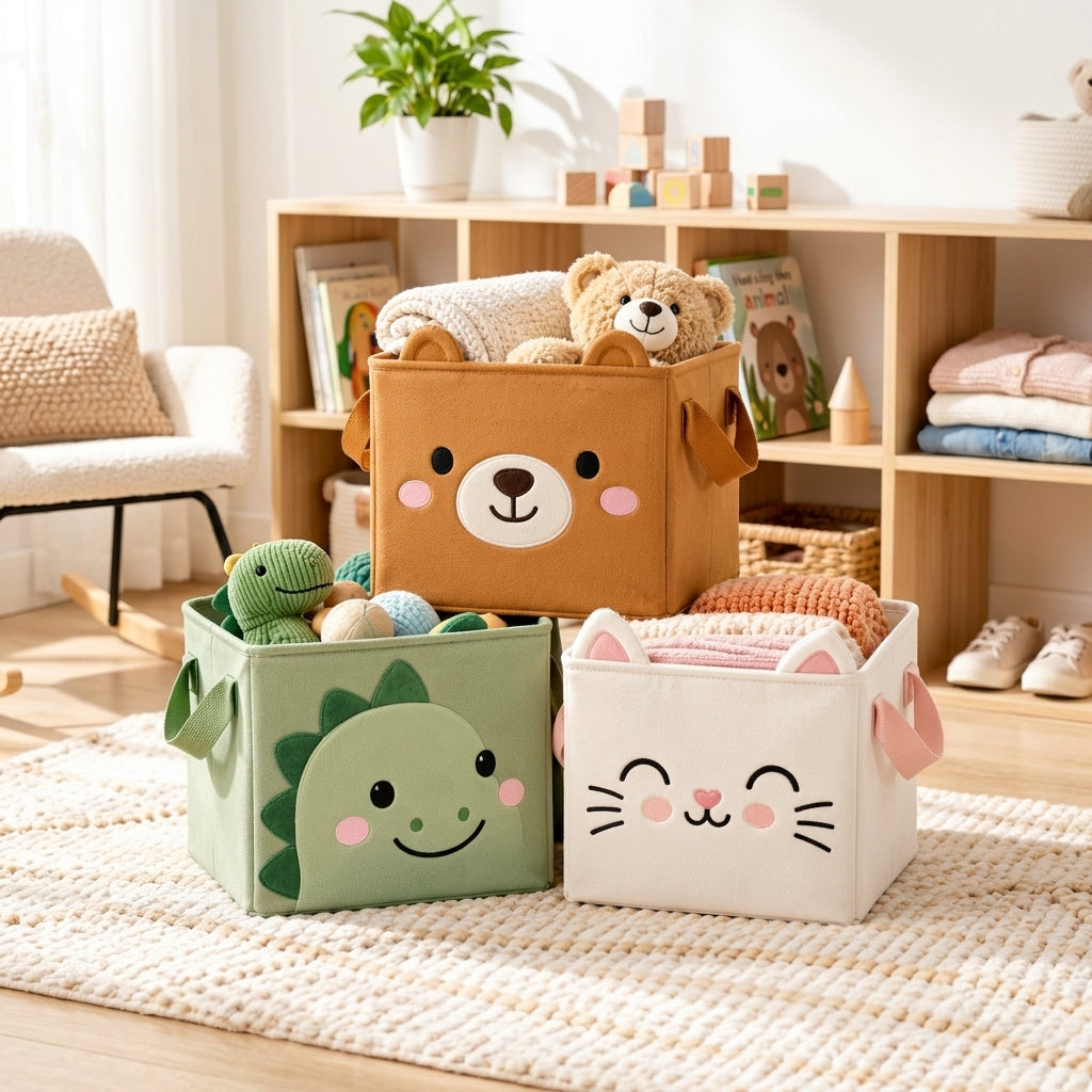 Cute Animal Foldable Storage Bin Set