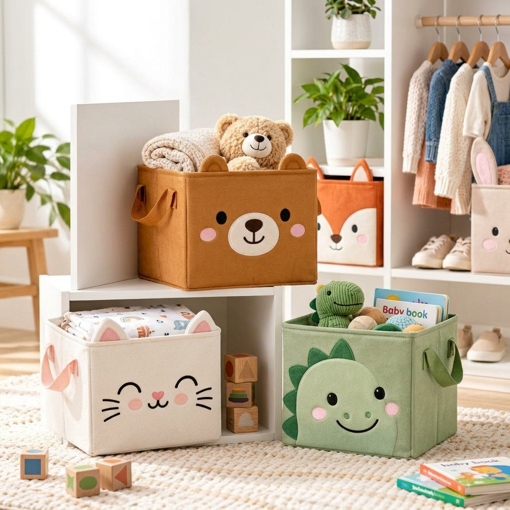 Cute Animal Foldable Storage Bin Set